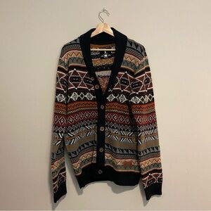 Jeans by Buffalo Sweater Shawl Collar Aztec Knit Cardigan Boho Wool, Size Large
